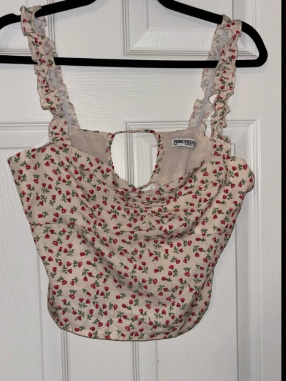 Princess Polly Floral RuPrincess Polly Floral Ruffle Square Neck Ruched Crop Top
